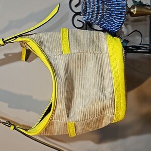 B. Makowsky Yellow and Tan Shoulder Bag